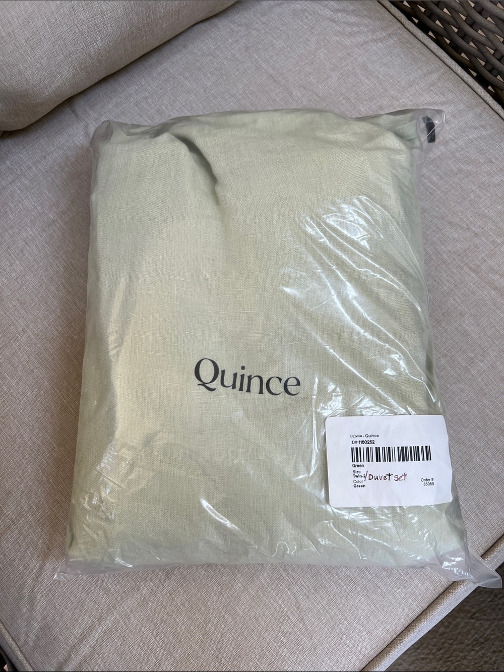 Quince European Linen Duvet Cover Set Light Green Twin - Picture 6 of 6